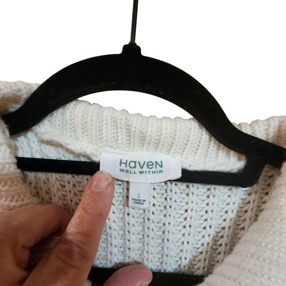 Talbots Haven Well Within Womens Cream Knit Collared Sweater  Size L - Picture 3 of 3